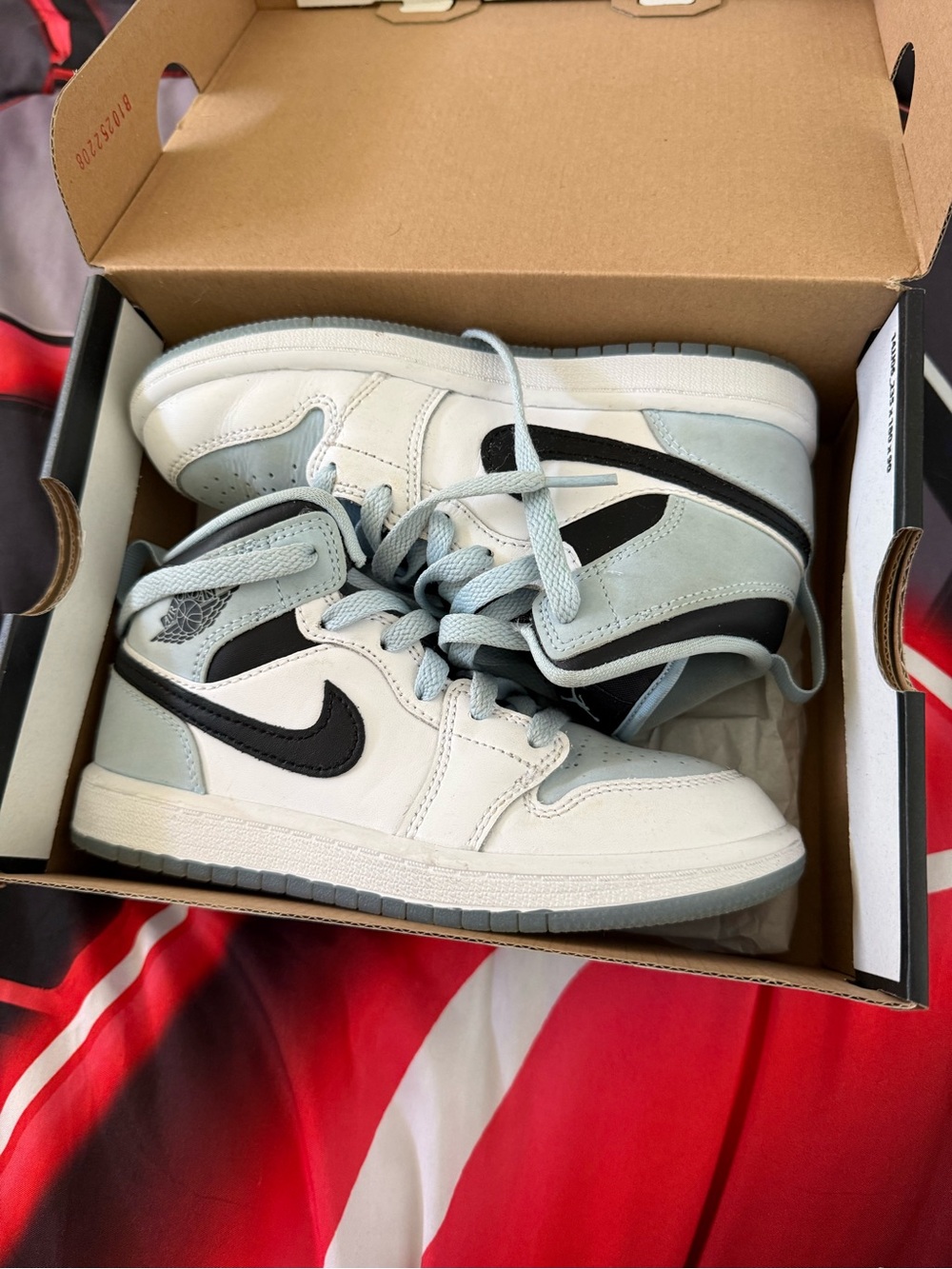Nike Air Jordan 1 Mid - White, Light Blue, Black